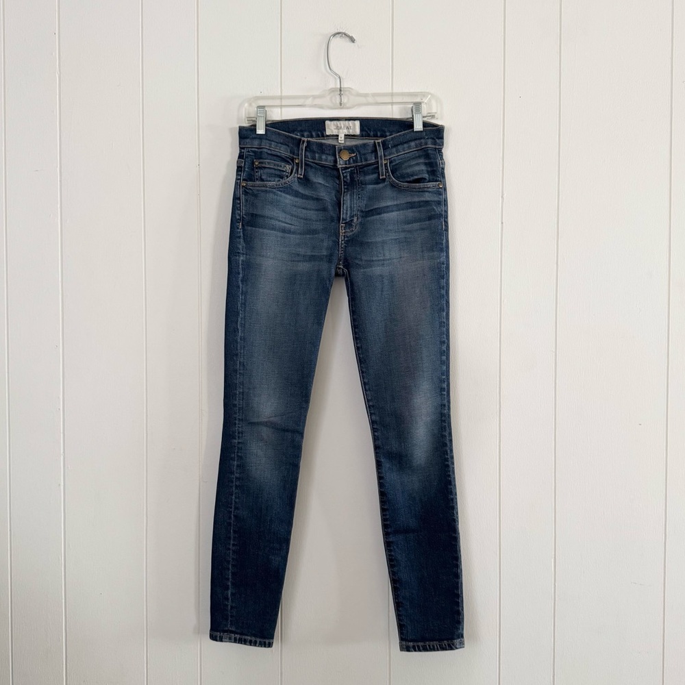 THE GREAT. Skinny Skinny Blue Wash Designer Mid Rise Jeans Size 26